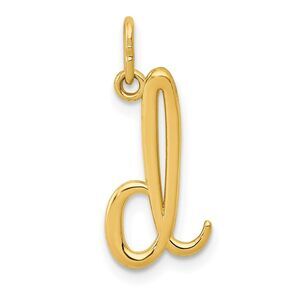14k Yellow Gold, Claire Collection Mini Lower Case Initial D Charm